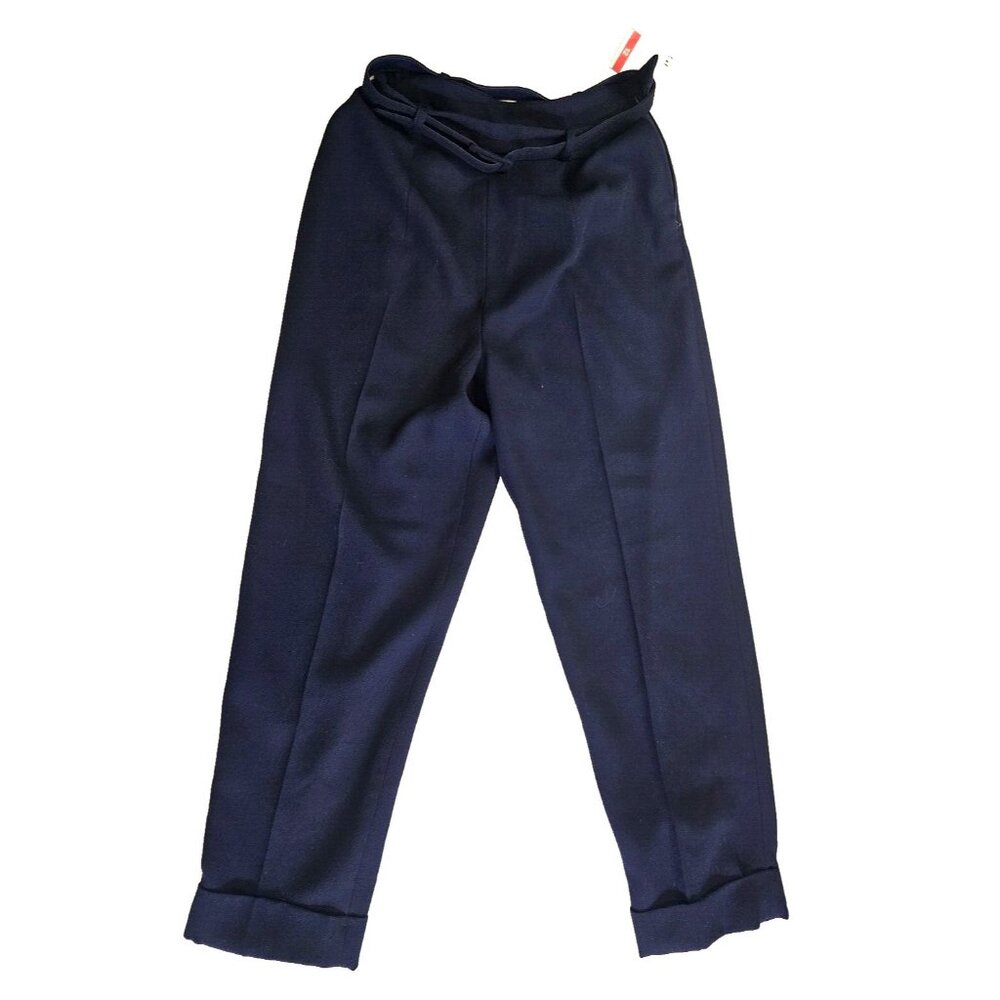 NWT Gianni American Dream Dress Pants Womens Size 12 Navy Cuffed Hem Wool Lined